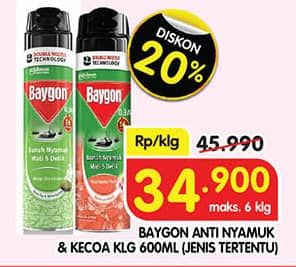 Promo Harga Baygon Insektisida Spray 600 ml - Superindo