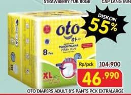 Promo Harga OTO Adult Diapers Pants XL8 8 pcs - Superindo