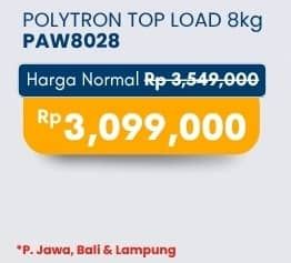 Promo Harga Polytron PAW 8028 Mesin Cuci 1 Tabung 8kg  - Carrefour