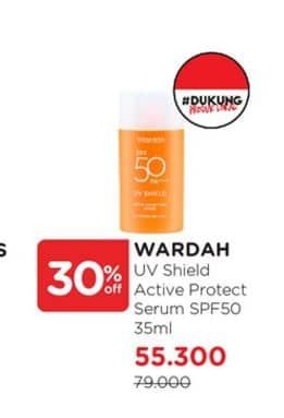 Promo Harga Wardah UV Shield Active Protect Serum SPF50 35 ml - Watsons