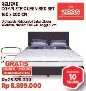 Promo Harga Relieve Complete Queen Bed Set 160x200cm  - COURTS