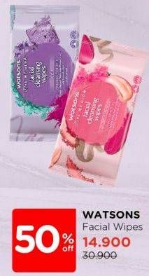 Promo Harga Watsons Facial Cleansing Wipes 20 pcs - Watsons