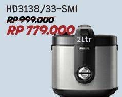 Promo Harga PHILIPS Rice Cooker HD3138 1.8L  - Courts