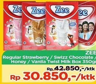 Promo Harga ZEE Susu Bubuk Strawberry, Swizz Chocolate, Honey Milk, Vanila Twist 350 gr - TIP TOP