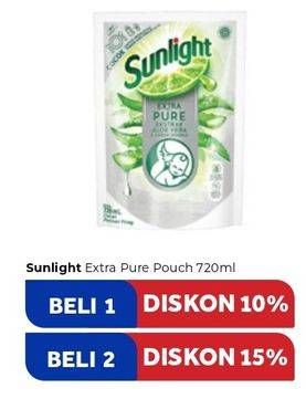 Promo Harga SUNLIGHT Pencuci Piring Extra Pure With Aloe Vera 720 ml - Carrefour