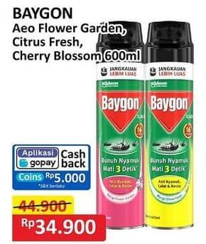 Promo Harga Baygon Insektisida Spray Flower Garden, Citrus Fresh, Cherry Blossom 600 ml - Alfamart