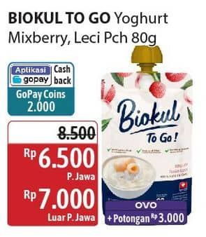 Promo Harga Biokul Yogurt To Go! Leci, Mixberry 80 gr - Alfamidi