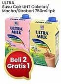 Promo Harga Ultra Milk Susu UHT Coklat, Stroberi, Moka 750 ml - Indomaret