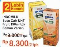 Promo Harga INDOMILK Susu UHT Pisang, Melon per 2 pcs 190 ml - Indomaret
