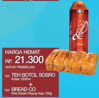 Promo Harga Sosro Teh Botol Kota + Bread Co Roti Sobek  - Yogya