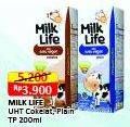 Promo Harga Milk Life UHT Plain, Cokelat 200 ml - Alfamart