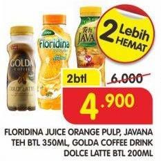 Promo Harga FLORIDINA Juice Orange Pulp 350ml/JAVANA Teh 350ml/GOLDA Coffee Drink Dolce Latte 200ml  - Superindo