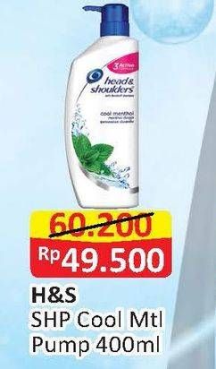 Promo Harga HEAD & SHOULDERS Shampoo Cool Menthol Barca 400 ml - Alfamart