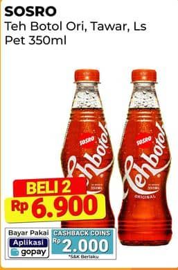Promo Harga Sosro Teh Botol Original, Tawar, Less Sugar 350 ml - Alfamart