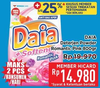 Promo Harga Daia Deterjen Bubuk + Softener Pink 850 gr - Hypermart