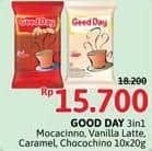 Promo Harga Good Day Instant Coffee 3 in 1 Mocacinno, Vanilla Latte, Rock Salt Caramello, Chococinno per 10 sachet 20 gr - Alfamidi