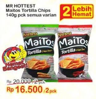 Promo Harga MR HOTTEST Maitos Tortilla Chips All Variants per 2 pouch 140 gr - Indomaret