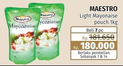 Promo Harga MAESTRO Mayonnaise Light 1000 gr - Lotte Grosir