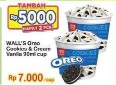Promo Harga WALLS Ice Cookies N Cream Oreo Vanila 90 ml - Indomaret