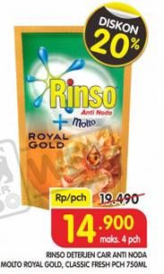 Promo Harga RINSO Molto Detergent Royal Gold Cair 750 ml - Superindo