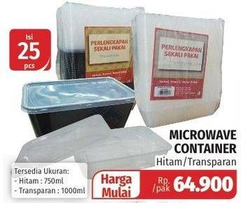 Promo Harga Microwave Container Hitam, Transparant 25 pcs - Lotte Grosir
