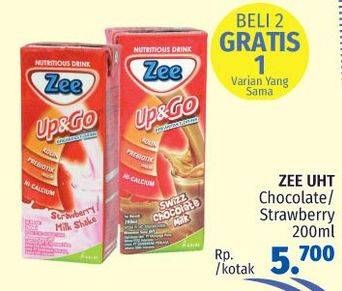 Promo Harga ZEE Up & Go UHT Swizz Chocolate, Strawberry 200 ml - LotteMart