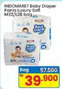 Promo Harga Indomaret Baby Diapers Pants Luxury Soft M32, L28 28 pcs - Indomaret