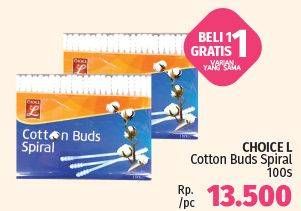 Promo Harga CHOICE L Cotton Buds Spiral 100 pcs - LotteMart