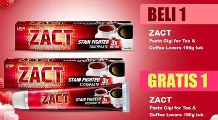 Promo Harga ZACT Pasta Gigi untuk Penyuka Teh dan Kopi 190 gr - Indomaret