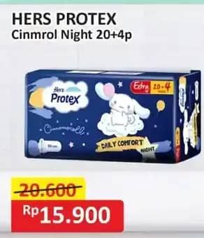 Promo Harga Hers Protex Comfort Night Wing 30cm, Wing 35cm 24 pcs - Alfamart