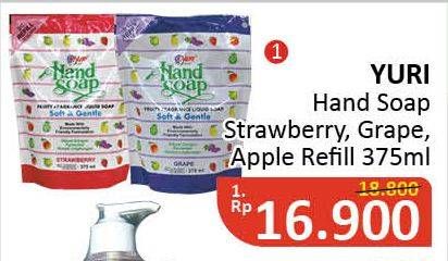 Promo Harga YURI Hand Soap Strawberry, Grape, Apple 375 ml - Alfamidi