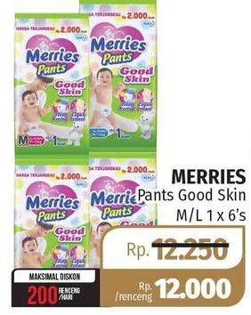 Promo Harga Merries Pants Good Skin M1, L1 per 6 pcs - Lotte Grosir