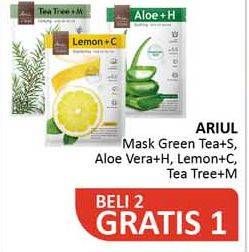 Promo Harga ARIUL Face Mask Green Tea + S, Aloe, Lemon + C, Tea Tree + M 20 gr - Alfamidi