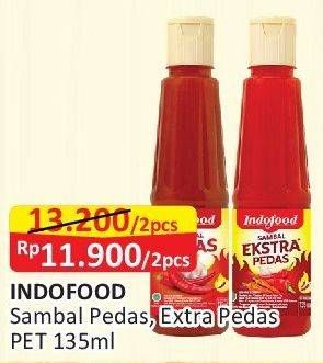 Promo Harga Indofood Sambal Pedas, Ekstra Pedas 135 ml - Alfamart