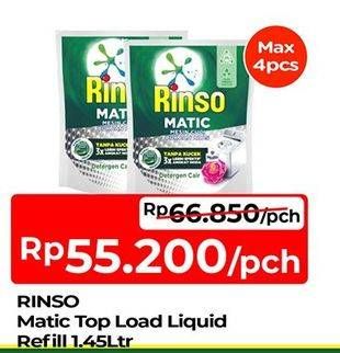 Promo Harga Rinso Detergent Matic Liquid Top Load 1600 ml - TIP TOP