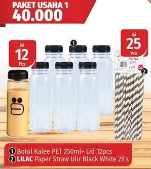 Promo Harga Botol Kalee Pet + Lilac Paper Straw  - Lotte Grosir