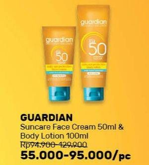 Promo Harga GUARDIAN Suncare Face Cream 50 mL/ Body Lotion 100 mL  - Guardian