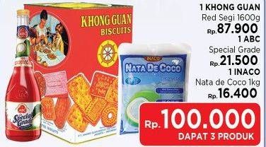 Promo Harga Paket 100rb (Khong Guan + Abc special grade + Inaco Nata de coco)  - LotteMart