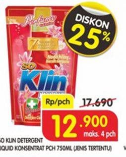 Promo Harga SO KLIN Liquid Detergent 750 ml - Superindo