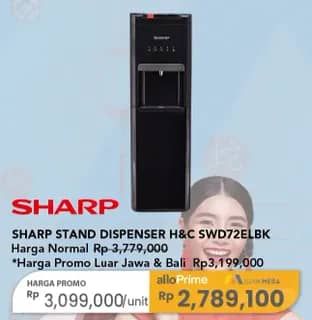 Promo Harga Sharp SWD-72EHL-BK Stainless Steel Bottom Loading Dispenser  - Carrefour