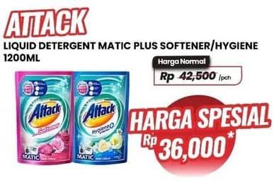 Promo Harga Attack Detergent Liquid Plus Softener, Hygiene Plus Protection 1200 ml - Carrefour