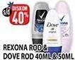 Promo Harga REXONA / DOVE Deo Roll On 40/50ml  - Hypermart