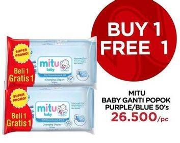 Promo Harga MITU Baby Wipes Purple, Blue 50 pcs - Watsons