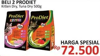 Promo Harga PRODIET Makanan Kucing Kitten Dry, Tuna Dry per 2 pouch 500 gr - Alfamidi