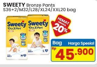 Promo Harga Sweety Bronze Pants Dry X-Pert S36+2, M32, L28, XL24, XXL20 20 pcs - Indomaret