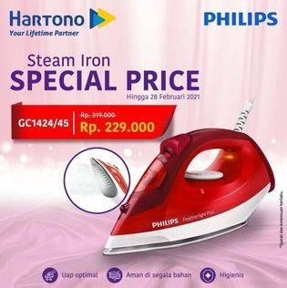 Promo Harga PHILIPS GC1424/45 Steam Iron with Non-stick Soleplate  - Hartono