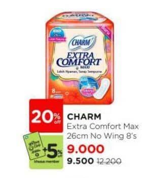 Promo Harga Charm Extra Comfort Maxi Long NonWing 26cm 8 pcs - Watsons