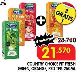 Promo Harga COUNTRY CHOICE Fit Fresh Juice Purify Green, Optimist Orange, Guardian Red 250 ml - Superindo