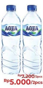 Promo Harga AQUA Air Mineral per 2 botol 600 ml - Alfamart