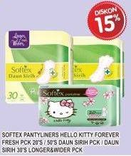 Promo Harga SOFTEX Panty Liners Daun Sirih 30s 50s / Hello Kitty 20s  - Indomaret